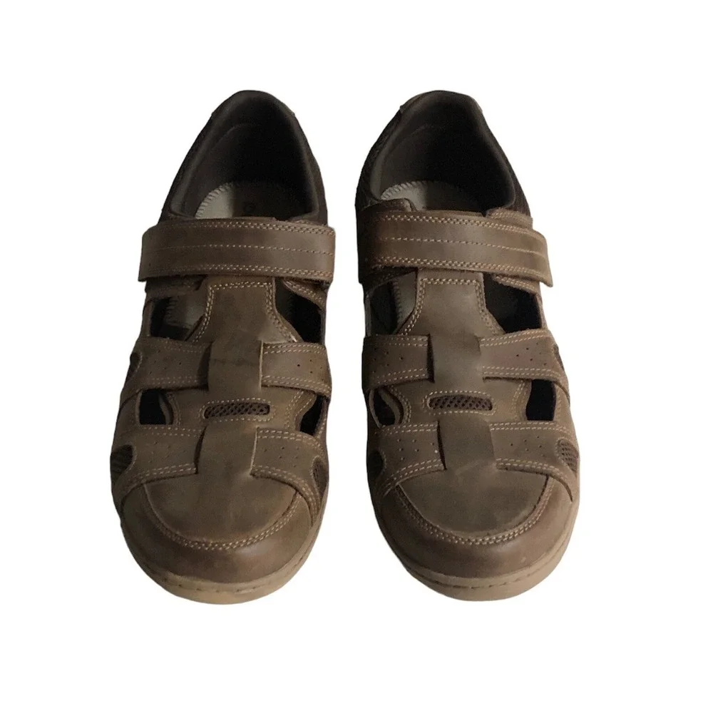 Dunham‎ Mens Comfort Sandals Fitsmart Fisherman Size 16 Brown Leather Boat